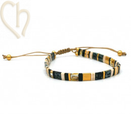 Armbandje met Miyuki kralen Tila Blacky Gold
