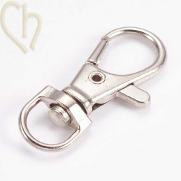 Porte clé metal mousqueton 34mm Rhodium