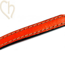 leather 10mm with contrast stitches orange