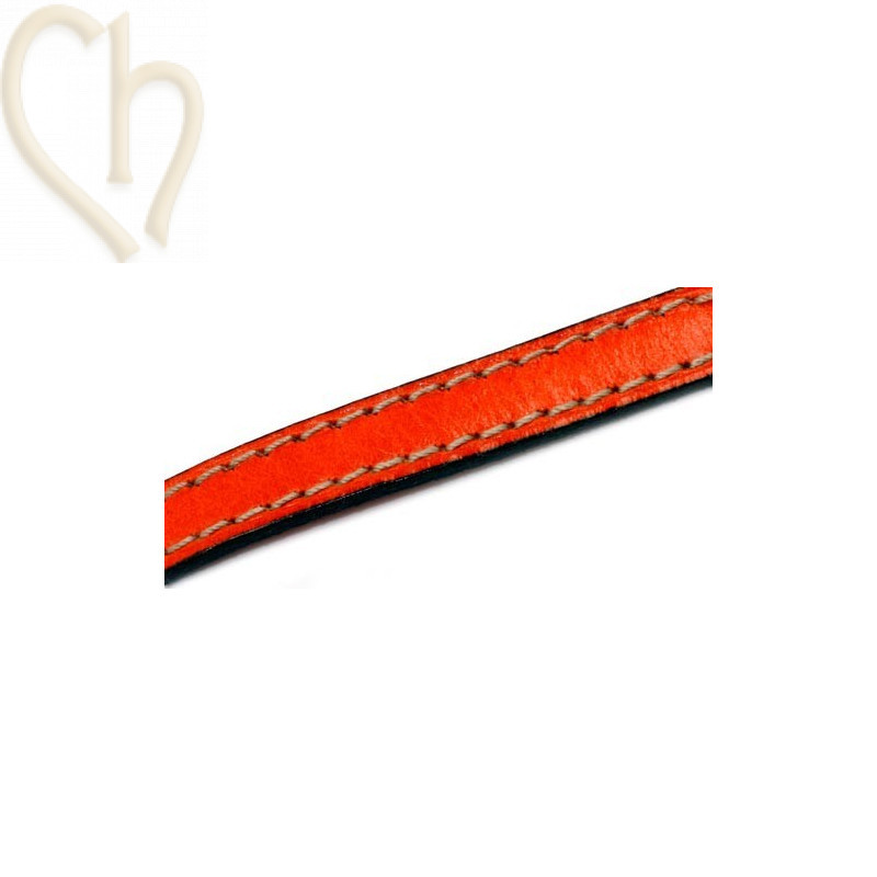 leder 10mm met contrast stiksels oranje