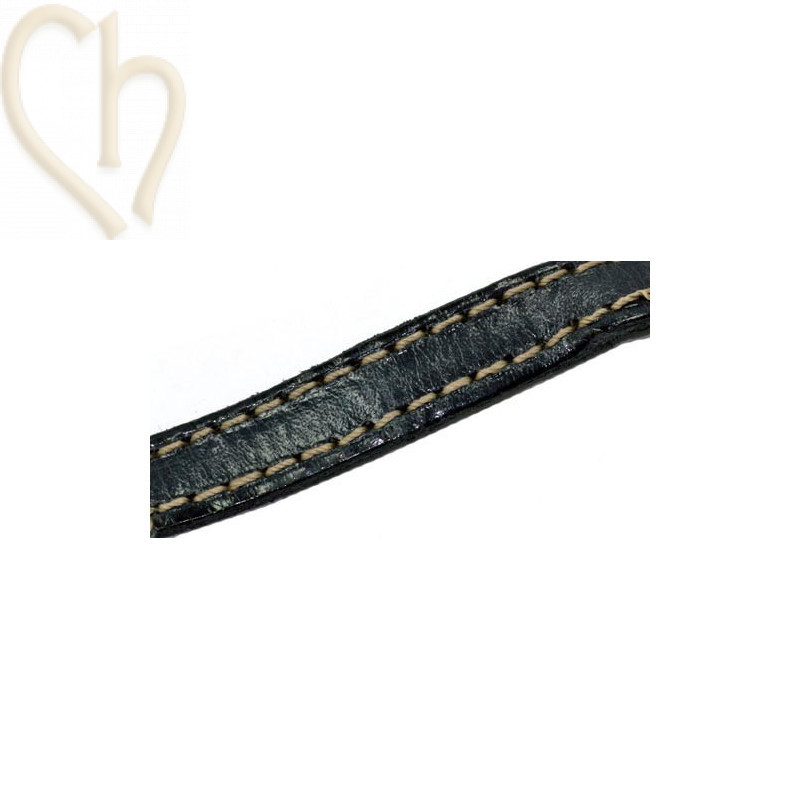 leder 10mm met contrast stiksels donkergrijs