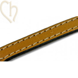 leder 10mm met contrast stiksels lightbruin