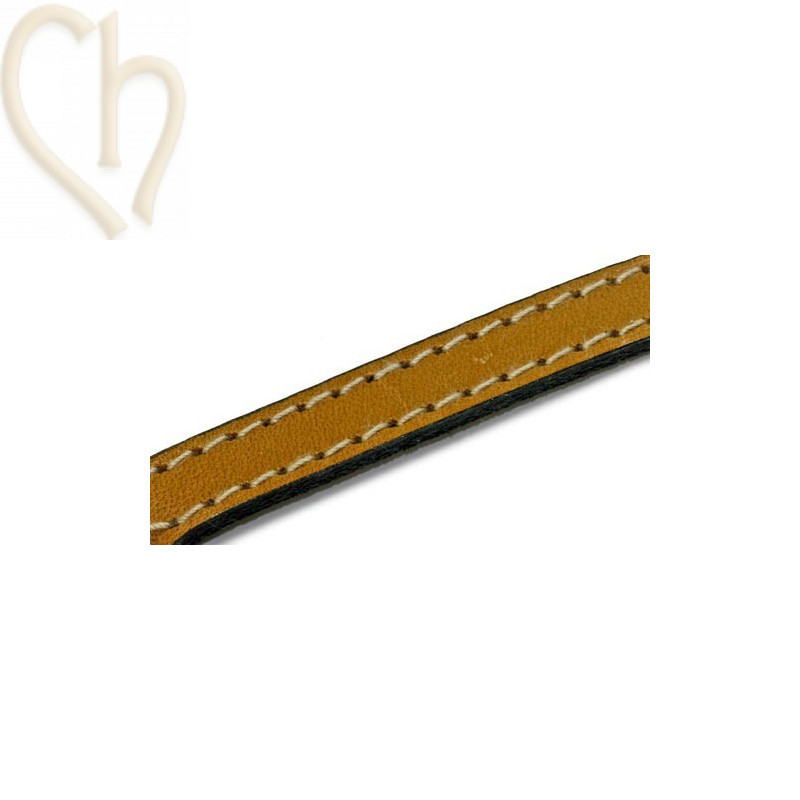 leder 10mm met contrast stiksels lightbruin