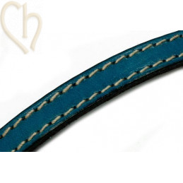 leder 10mm met contrast stiksels blauw