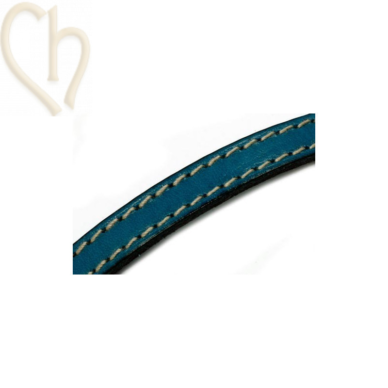 leder 10mm met contrast stiksels blauw