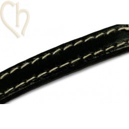 cuir 10mm avec coutures contrastantes noir