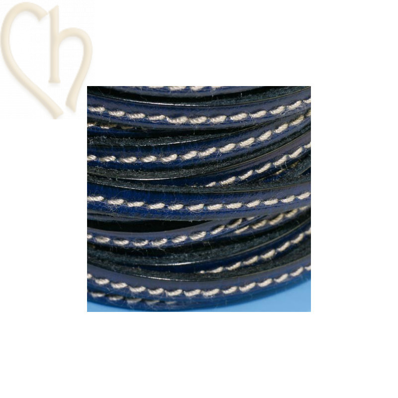 cuir 5mm avec coutures contrastantes blue
