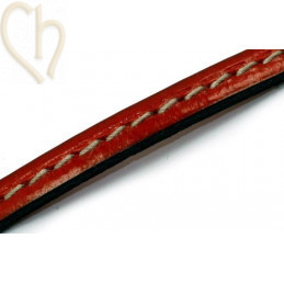 cuir 5mm avec coutures contrastantes rouge