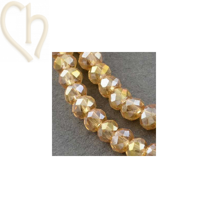 Round flattened facetted glasbead 3x2mm color Lt. Colorado Topaz AB