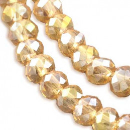 Round flattened facetted glasbead 3x2mm color Lt. Colorado Topaz AB