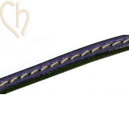 leather 5mm with contrast stitches purple