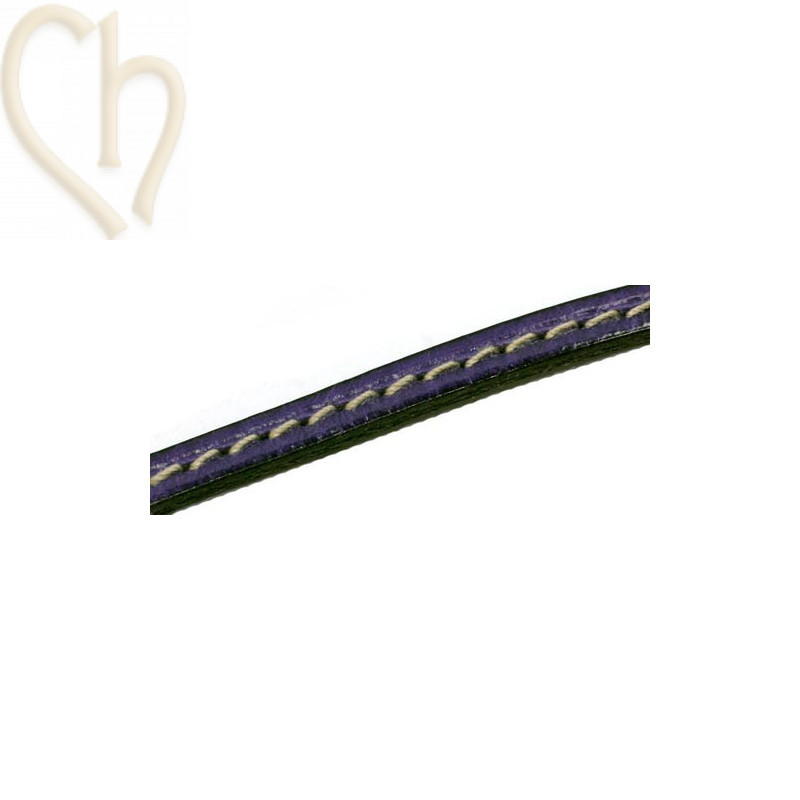 cuir 5mm avec coutures contrastantes mauve