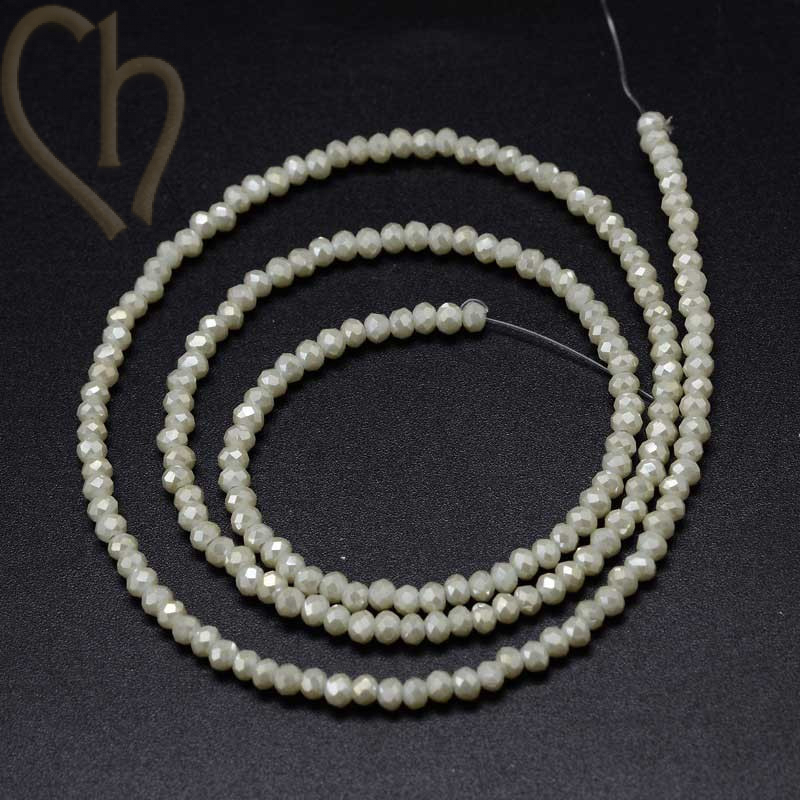 Ronde platte gefacetteerde glaskraal 3x2mm kleur HoneyDew