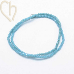 Round flattened facetted glasbead 3x2mm color SkyBlue
