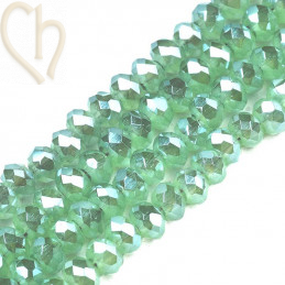 Ronde platte gefacetteerde glaskraal 3x2mm kleur Medium Aquamarine