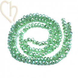 Ronde platte gefacetteerde glaskraal 3x2mm kleur Medium Aquamarine