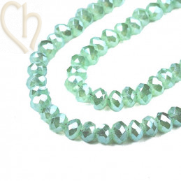 Ronde aplatie facettées 3x2mm couleur Medium Aquamarine