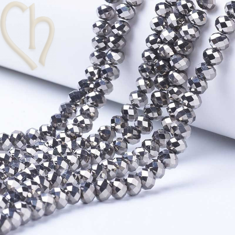 Ronde aplatie facettées 3x2mm couleur Silver Plated