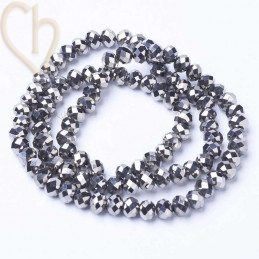 Ronde aplatie facettées 3x2mm couleur Silver Plated