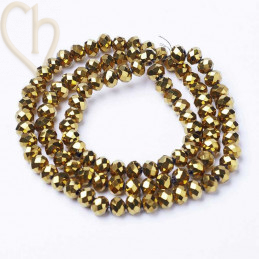 Ronde aplatie facettées 3x2mm couleur Gold Plated