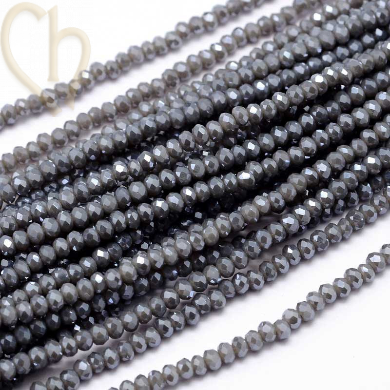 Ronde aplatie facettées 3x2mm couleur Grey