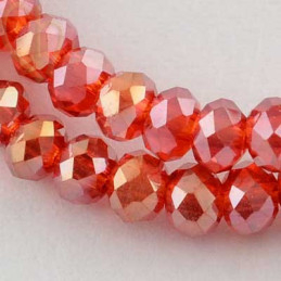 Round flattened facetted glassbead 3x2mm color Red
