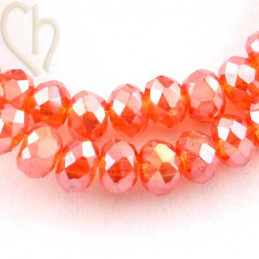 Ronde platte gefacetteerde glaskraal 3x2mm kleur Orange