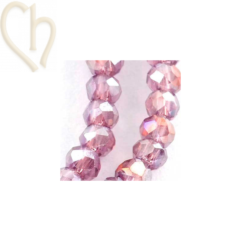 Round flattened facetted glassbead 3x2mm color Amethist