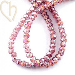 Round flattened facetted glassbead 3x2mm color Amethist