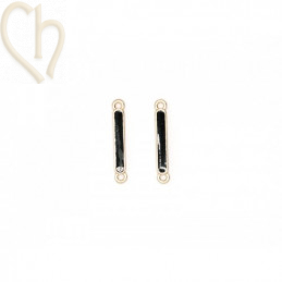 Tussenstuk metaal emaille rechthoek 22x3mm Gold Plated - Zwart