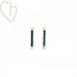 Spacer square metal with enamel 22x3mm Gold Plated - Petrol Green