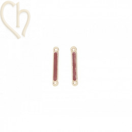 Intercalaire metal emaille 22x3mm Gold plated - Oud Rose