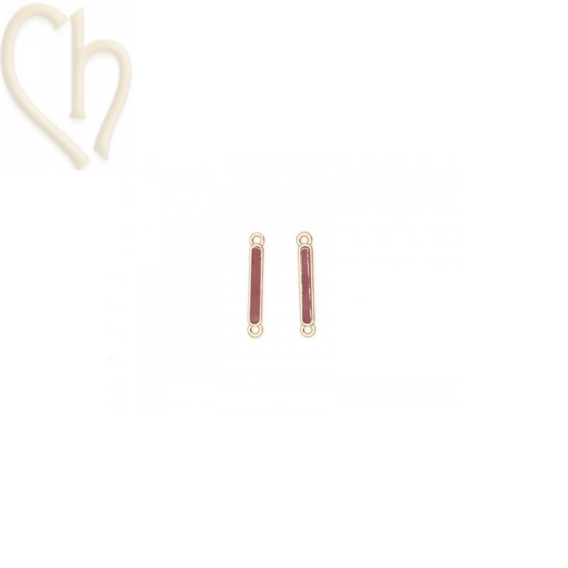 Spacer square metal with enamel 22x3mm Gold Plated - Antique Pink