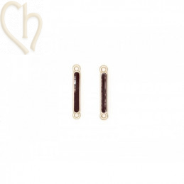 Intercalaire metal emaille 22x3mm Gold plated - Marron