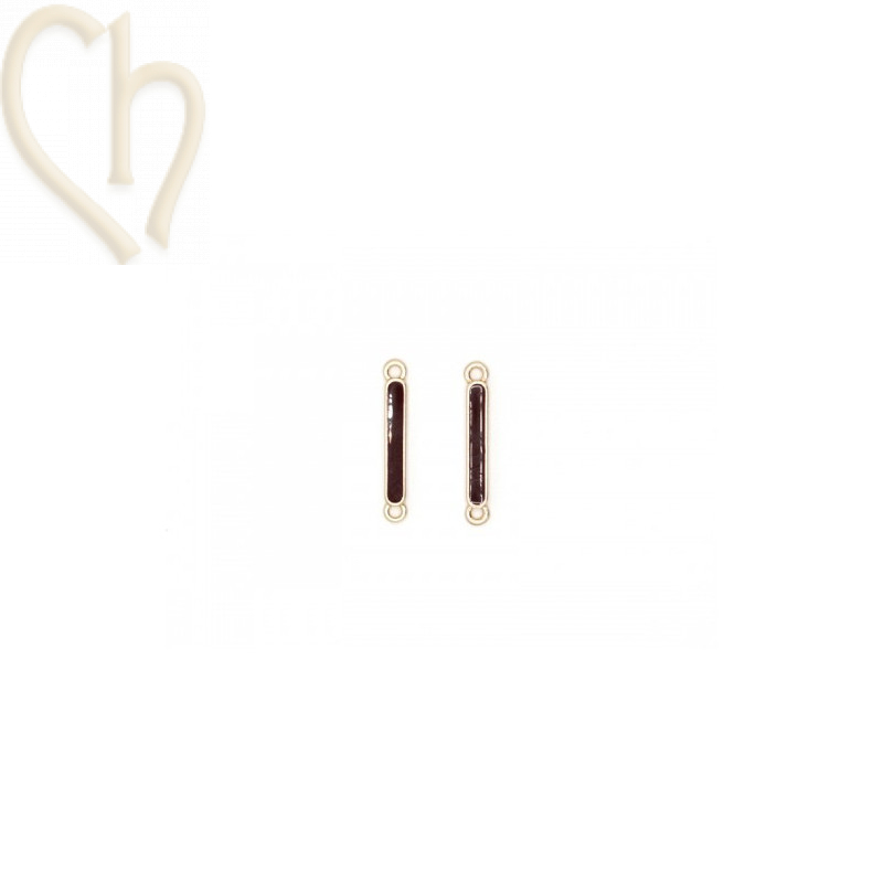 Spacer square metal with enamel 22x3mm Gold Plated - Brown