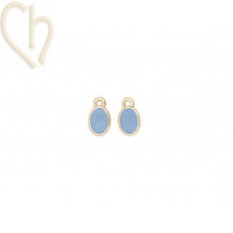Pendentif oval 10x6mm Gold Plated - emaille Bleu Ciel