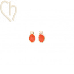 Pendant oval 10x6mm Gold Plated - Enamel Orange