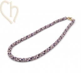 Collier "Prague" en perles en verre 3x2mm et Rocailles - Mauve