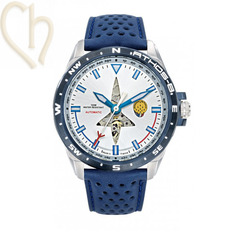 Montre Homme Patrouille de France Athos 8 Steel - Cuir Bleu