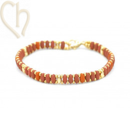 Kit bracelet ByElle met Superduo kralen - Brick Velvet Gold
