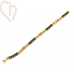 Kit armbandje ByElle met Superduo kralen - Black Cappuccino Gold