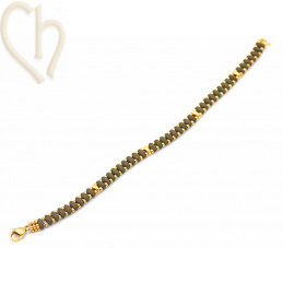 Kit bracelet ByElle met Superduo kralen - Velvet Mushroom Gold