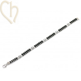 Kit bracelet ByElle avec Superduo perles - Black/Grey Silver
