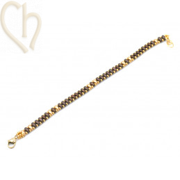 Kit bracelet ByElle met Superduo kralen - Pastel Dark Brown Gold