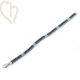 Kit bracelet ByElle met Superduo kralen - Denim Blue Silver