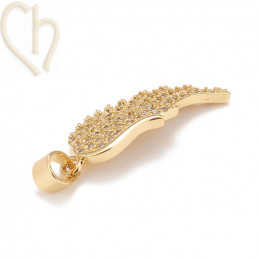 Charms Gold Plated wing 25mm with rhinestones