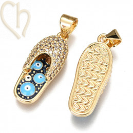 Charms Gold Plated babouche 21mm met strass