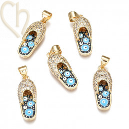 Charms Gold Plated babouche 21mm met strass