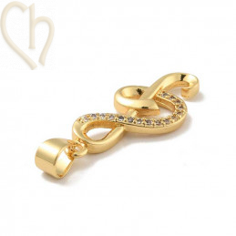 Charms Gold Plated Solsleutel 22mm met strass