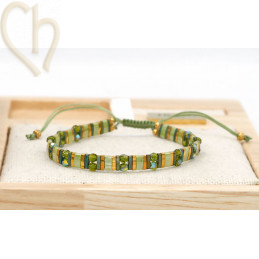 Special Edition Kit bracelet with Miyuki Tila and Cristals Charl'stone Green Gold